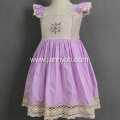 boutique purple cotton poplin embroidered baby girl dresses